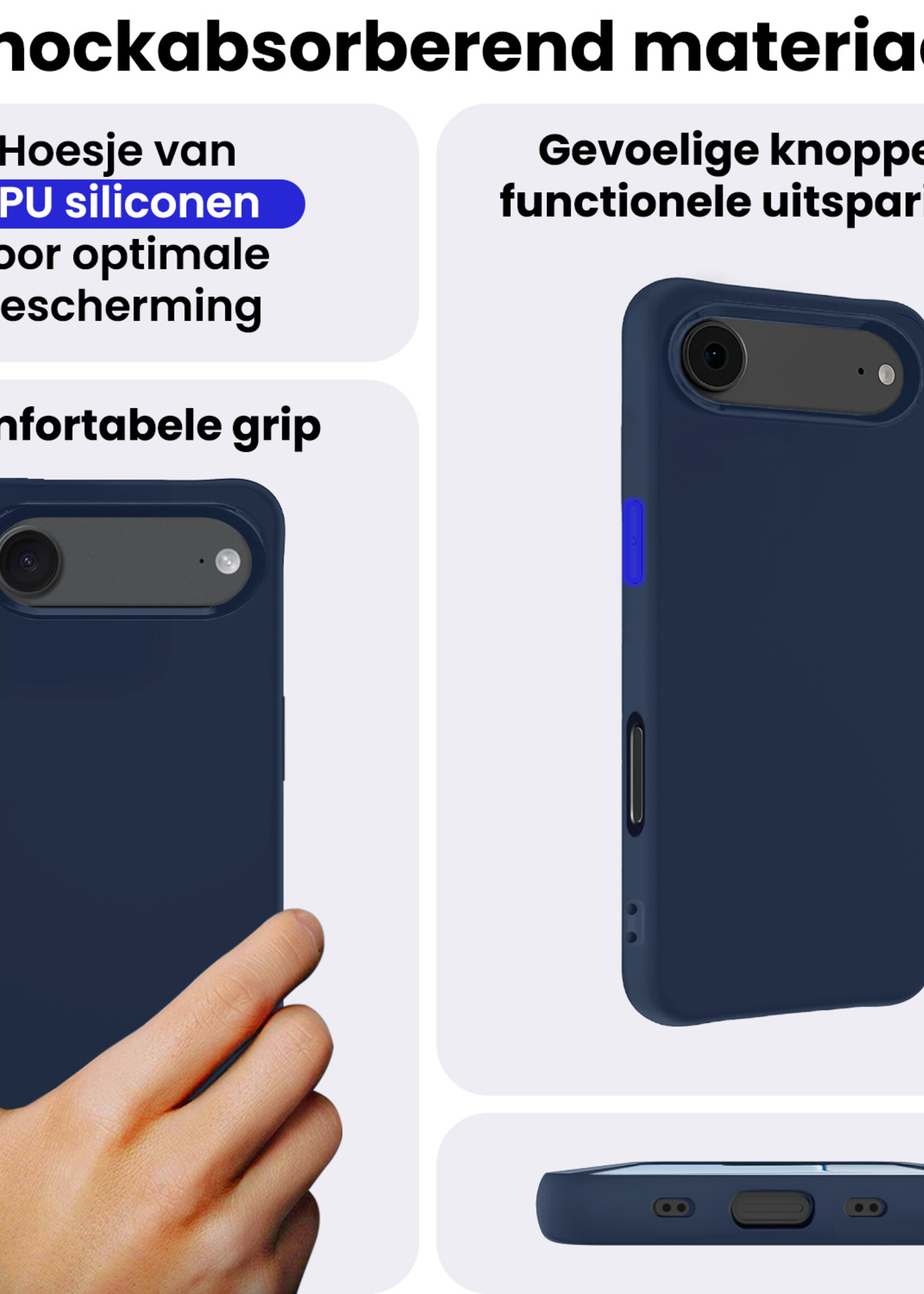 BTH BTH iPhone Air Hoesje Siliconen - Donkerblauw - 2 PACK