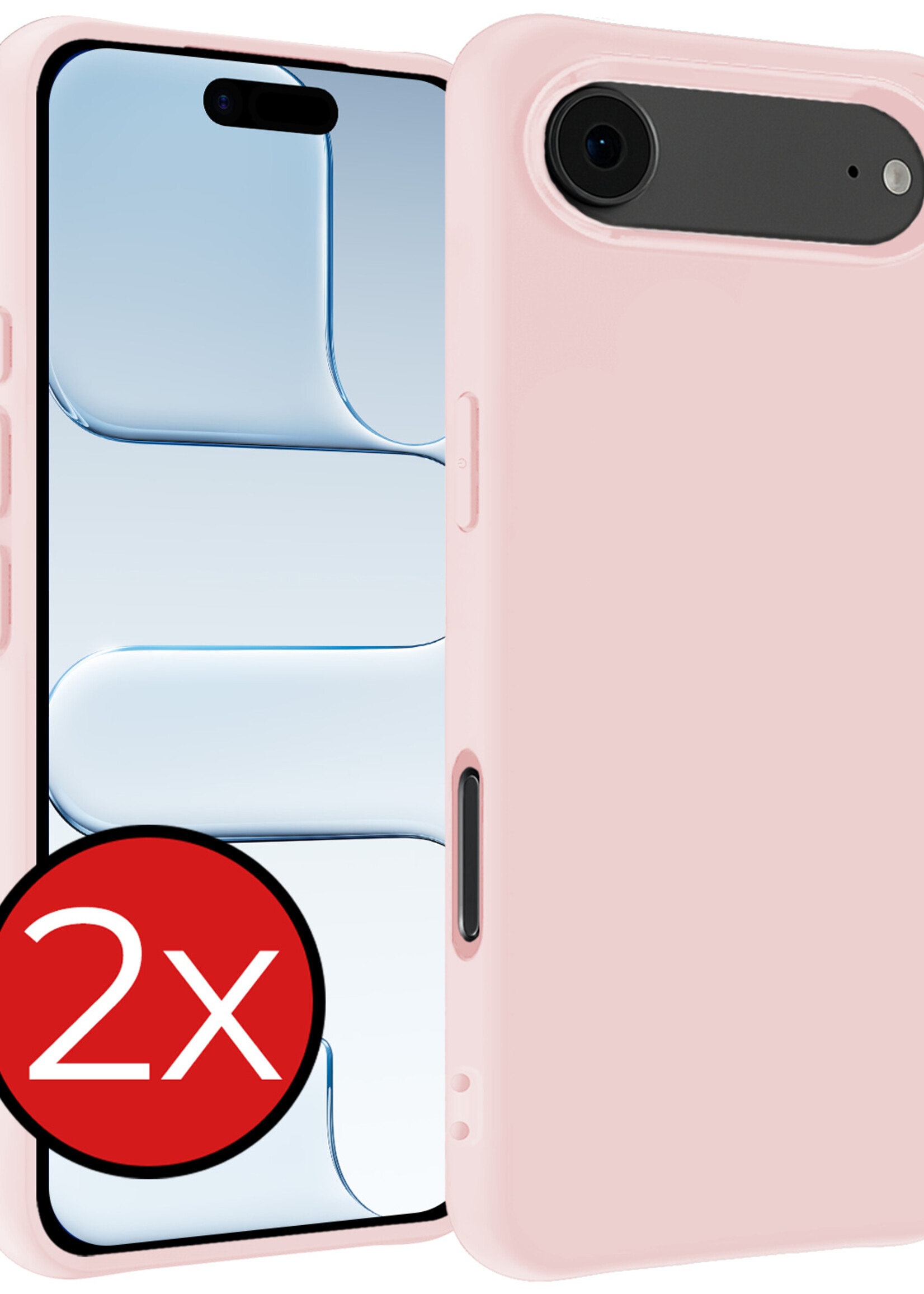 BTH BTH iPhone Air Hoesje Siliconen - Lichtroze - 2 PACK