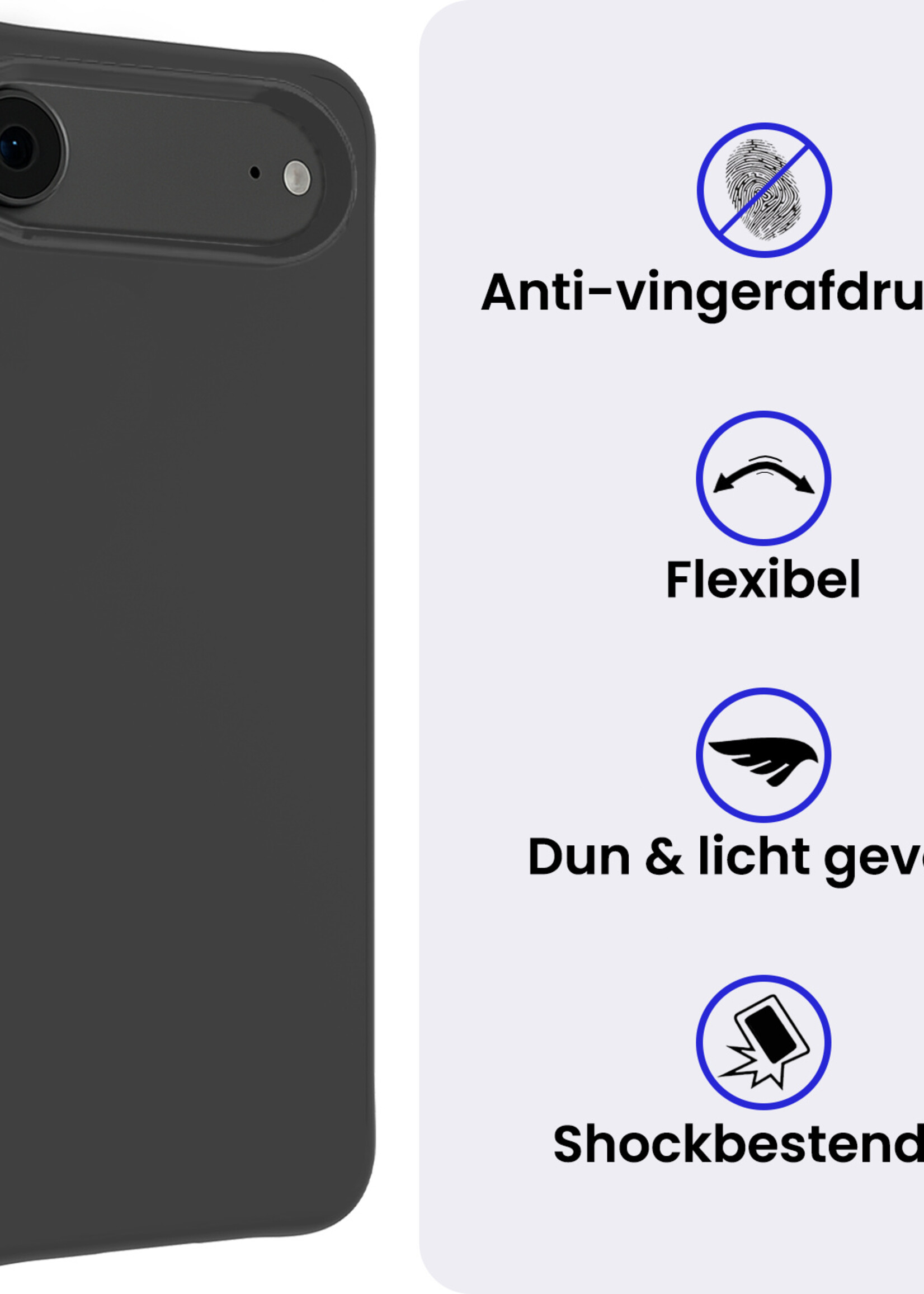 BTH BTH iPhone Air Hoesje Siliconen - Zwart - 2 PACK