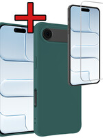 BTH BTH iPhone Air Hoesje Siliconen Met Screenprotector Met Dichte Notch - Donkergroen