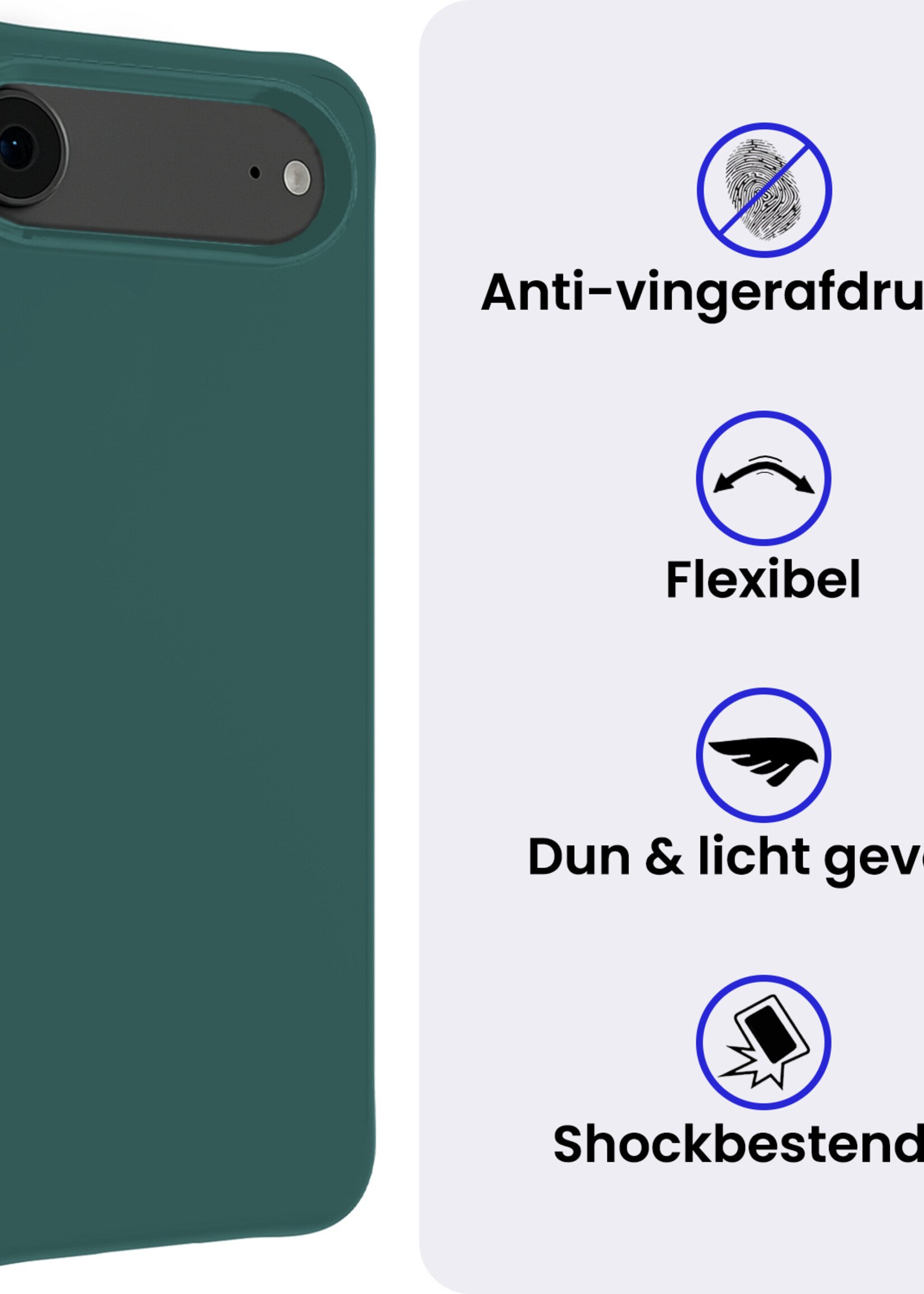 BTH BTH iPhone Air Hoesje Siliconen Met Screenprotector Met Dichte Notch - Donkergroen