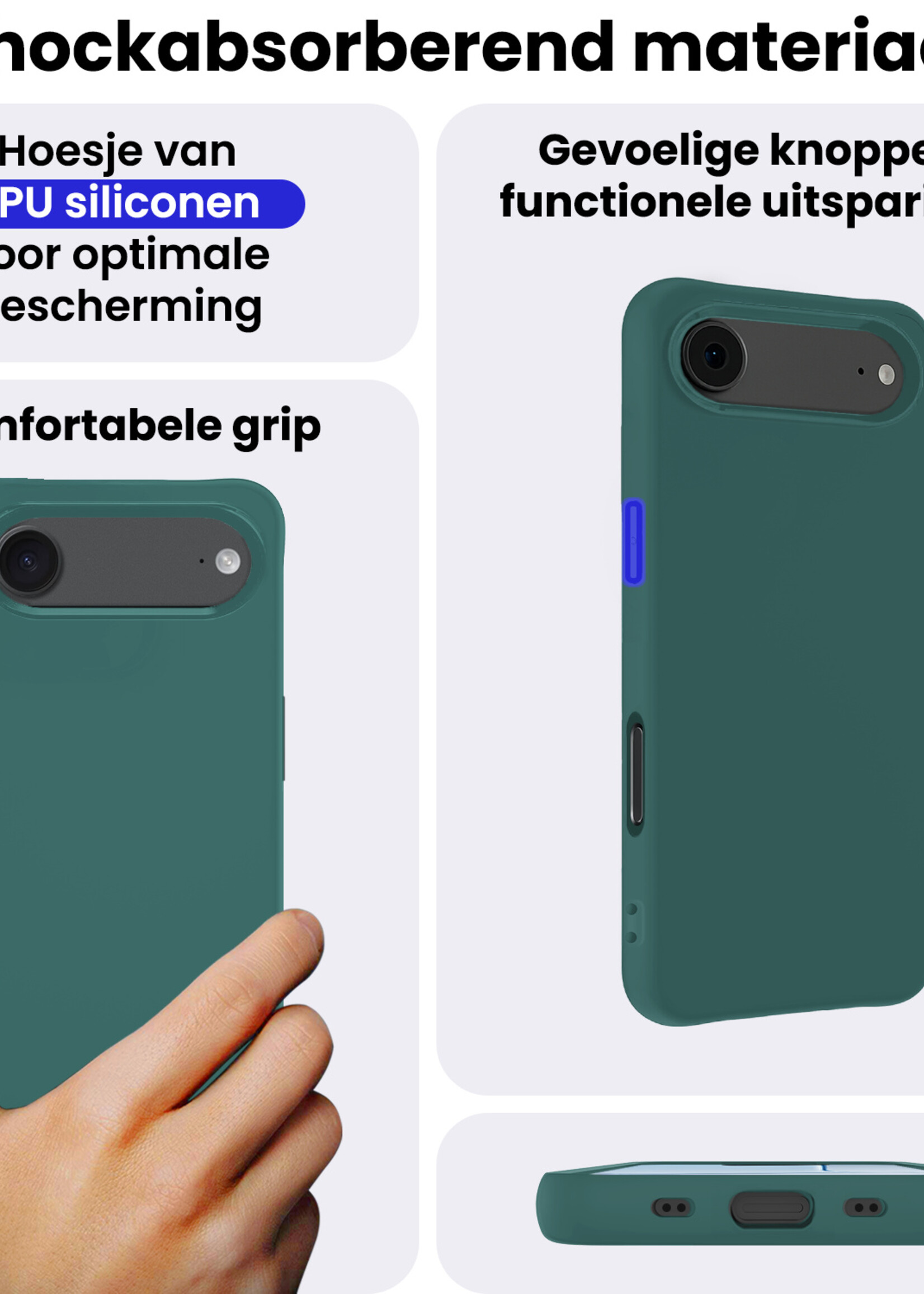 BTH BTH iPhone Air Hoesje Siliconen Met Screenprotector Met Dichte Notch - Donkergroen