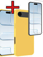 BTH BTH iPhone Air Hoesje Siliconen Met Screenprotector Met Dichte Notch - Geel