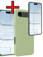 BTH BTH iPhone Air Hoesje Siliconen Met Screenprotector Met Dichte Notch - Groen