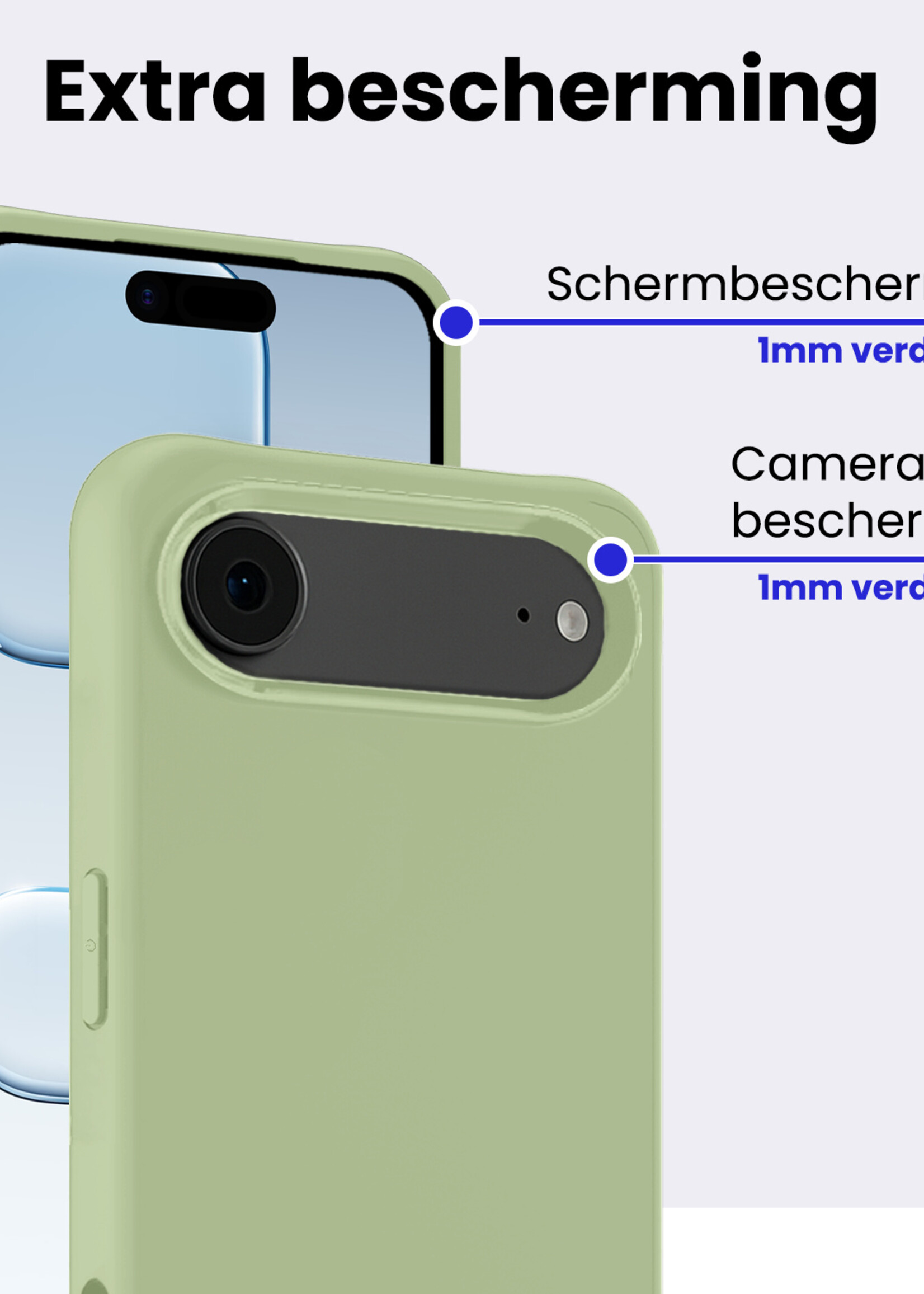 BTH BTH iPhone Air Hoesje Siliconen Met Screenprotector Met Dichte Notch - Groen