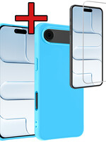BTH BTH iPhone Air Hoesje Siliconen Met Screenprotector Met Dichte Notch - Lichtblauw