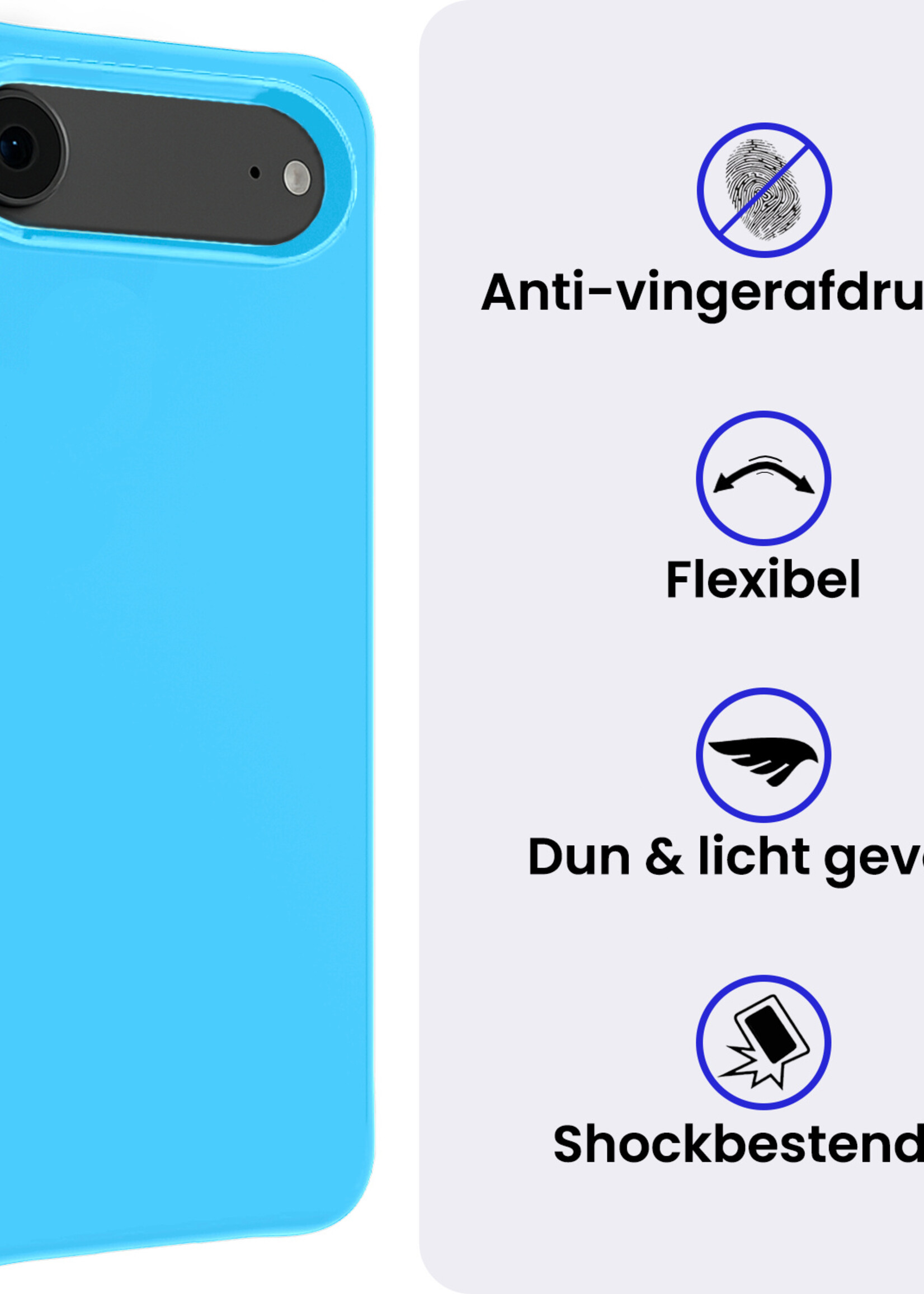 BTH BTH iPhone Air Hoesje Siliconen Met Screenprotector Met Dichte Notch - Lichtblauw