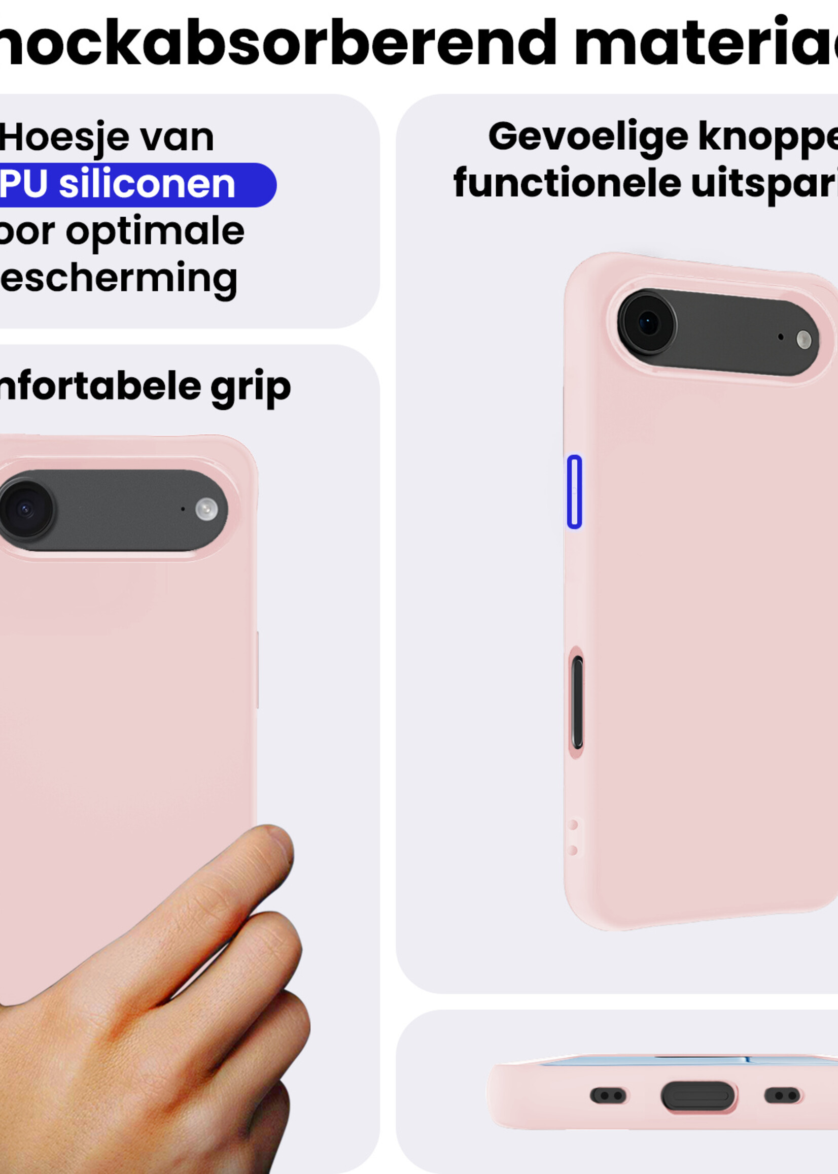 BTH BTH iPhone Air Hoesje Siliconen Met Screenprotector Met Dichte Notch - Lichtroze