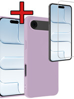 BTH BTH iPhone Air Hoesje Siliconen Met Screenprotector Met Dichte Notch - Lila