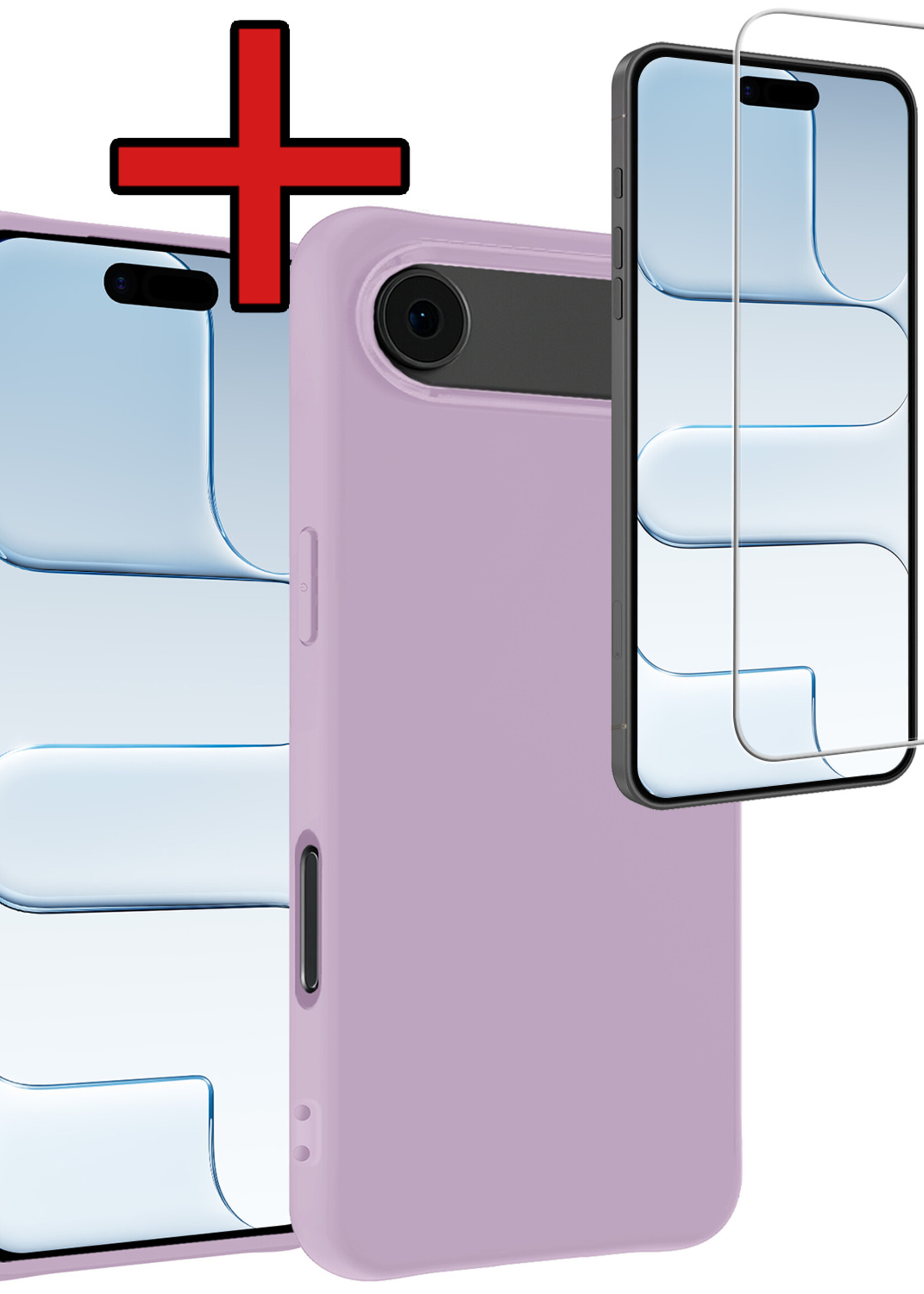 BTH BTH iPhone Air Hoesje Siliconen Met Screenprotector Met Dichte Notch - Lila