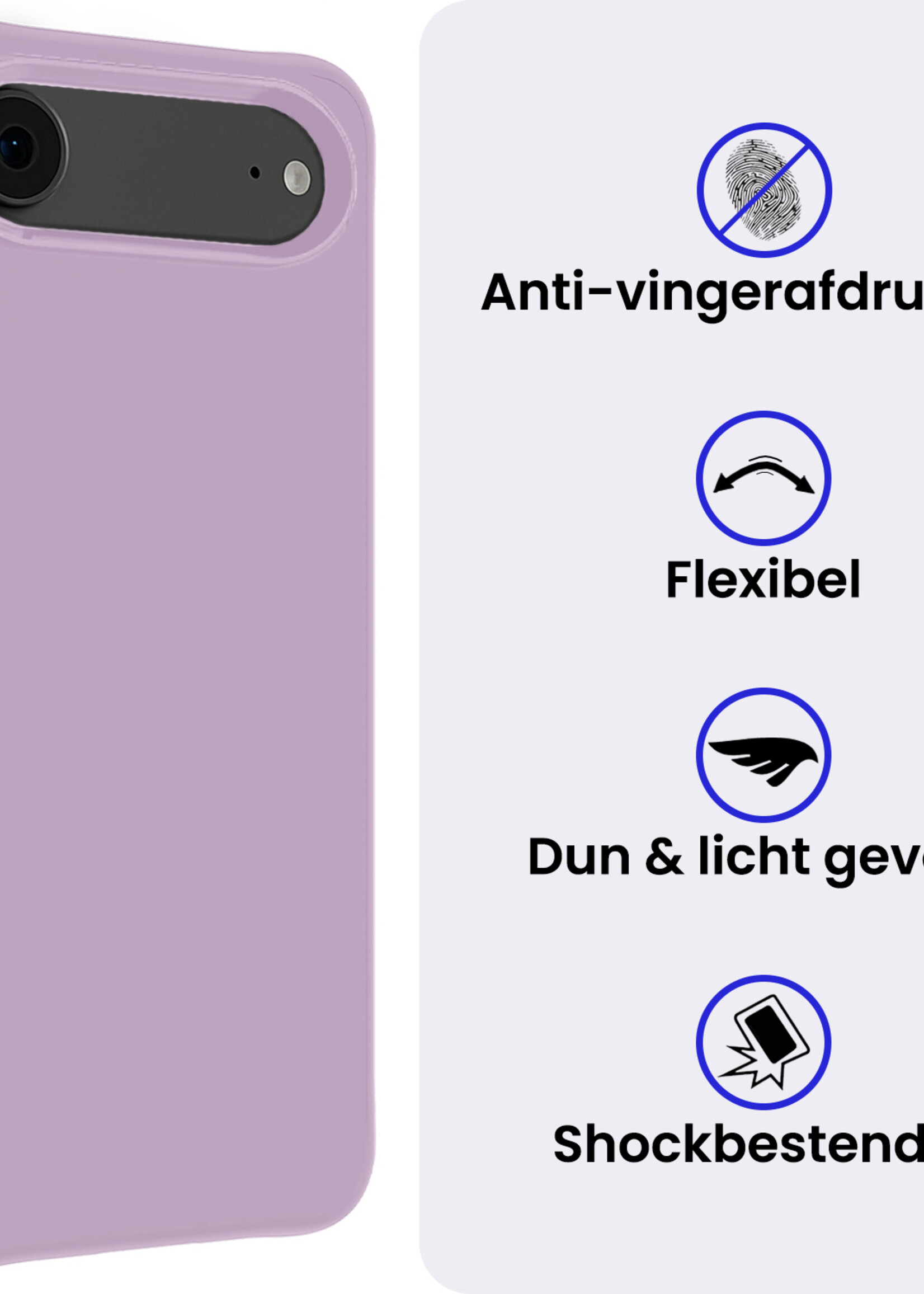 BTH BTH iPhone Air Hoesje Siliconen Met Screenprotector Met Dichte Notch - Lila