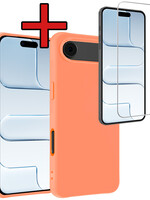 BTH BTH iPhone Air Hoesje Siliconen Met Screenprotector Met Dichte Notch - Perzik
