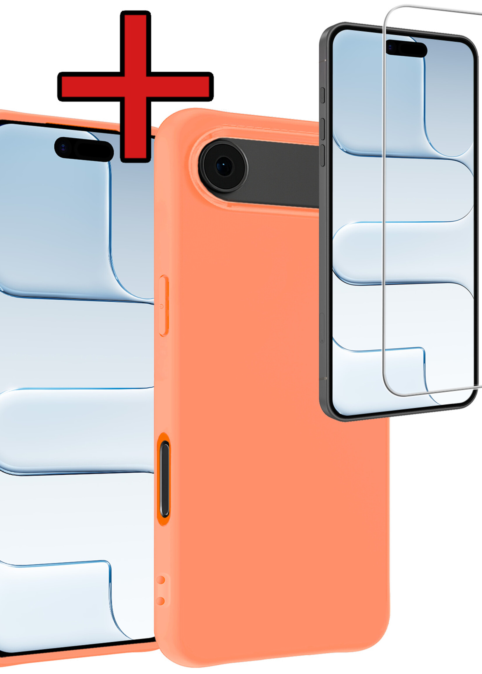 BTH BTH iPhone Air Hoesje Siliconen Met Screenprotector Met Dichte Notch - Perzik