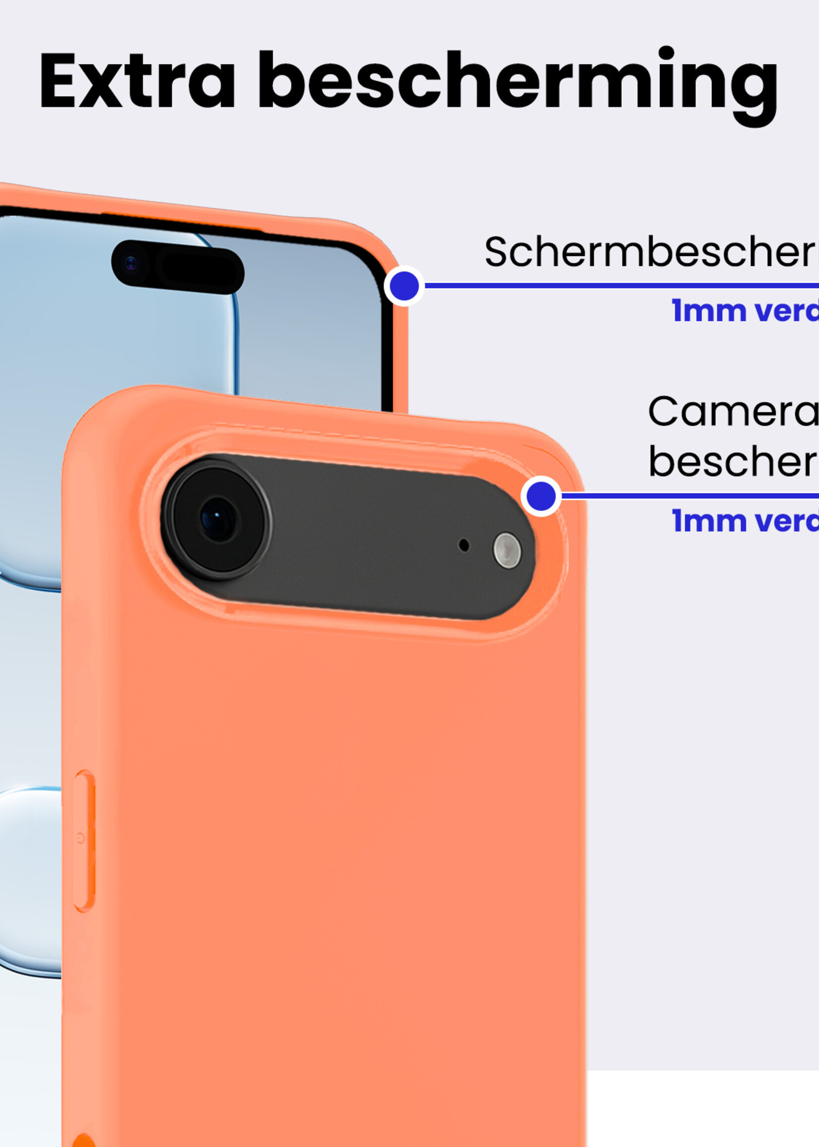 BTH BTH iPhone Air Hoesje Siliconen Met Screenprotector Met Dichte Notch - Perzik