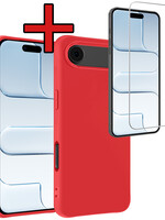 BTH BTH iPhone Air Hoesje Siliconen Met Screenprotector Met Dichte Notch - Rood