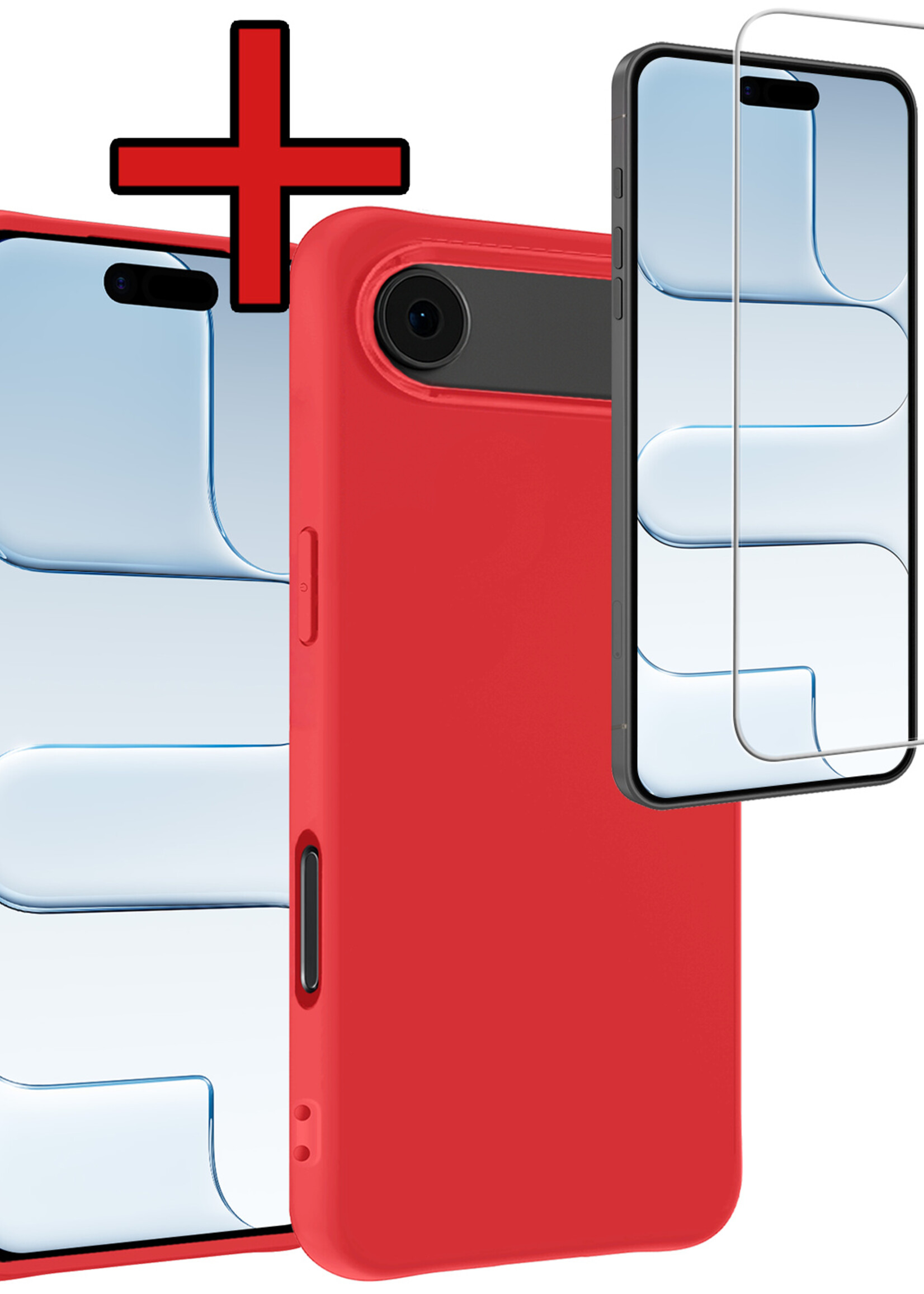 BTH BTH iPhone Air Hoesje Siliconen Met Screenprotector Met Dichte Notch - Rood