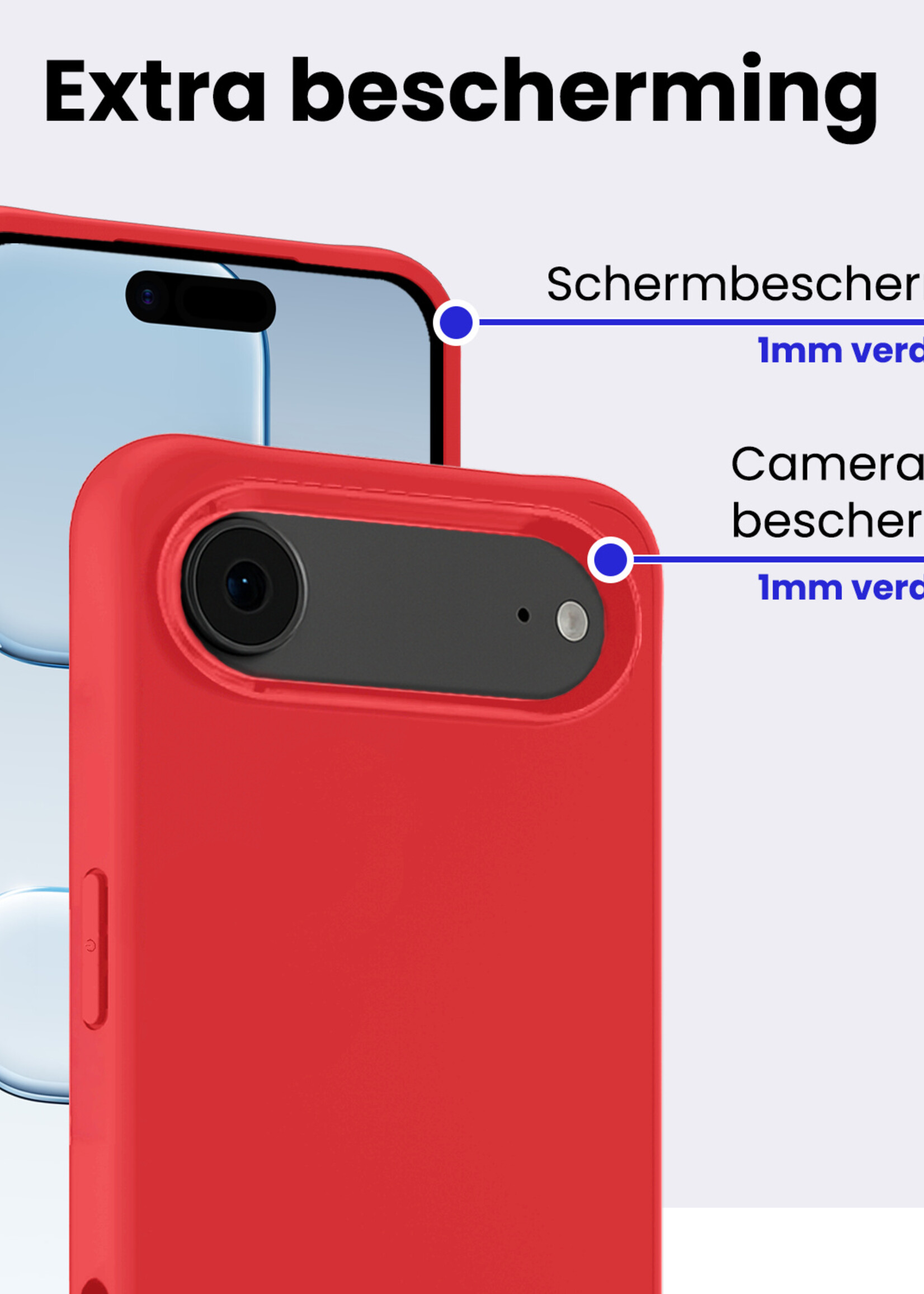 BTH BTH iPhone Air Hoesje Siliconen Met Screenprotector Met Dichte Notch - Rood