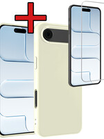 BTH BTH iPhone Air Hoesje Siliconen Met Screenprotector Met Dichte Notch - Wit