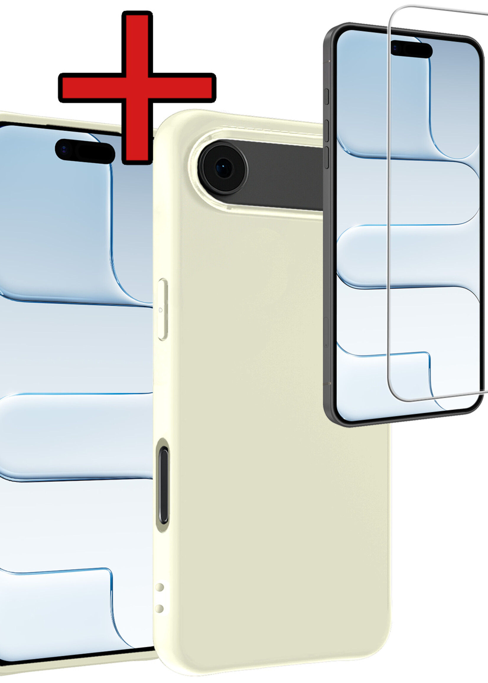 BTH BTH iPhone Air Hoesje Siliconen Met Screenprotector Met Dichte Notch - Wit