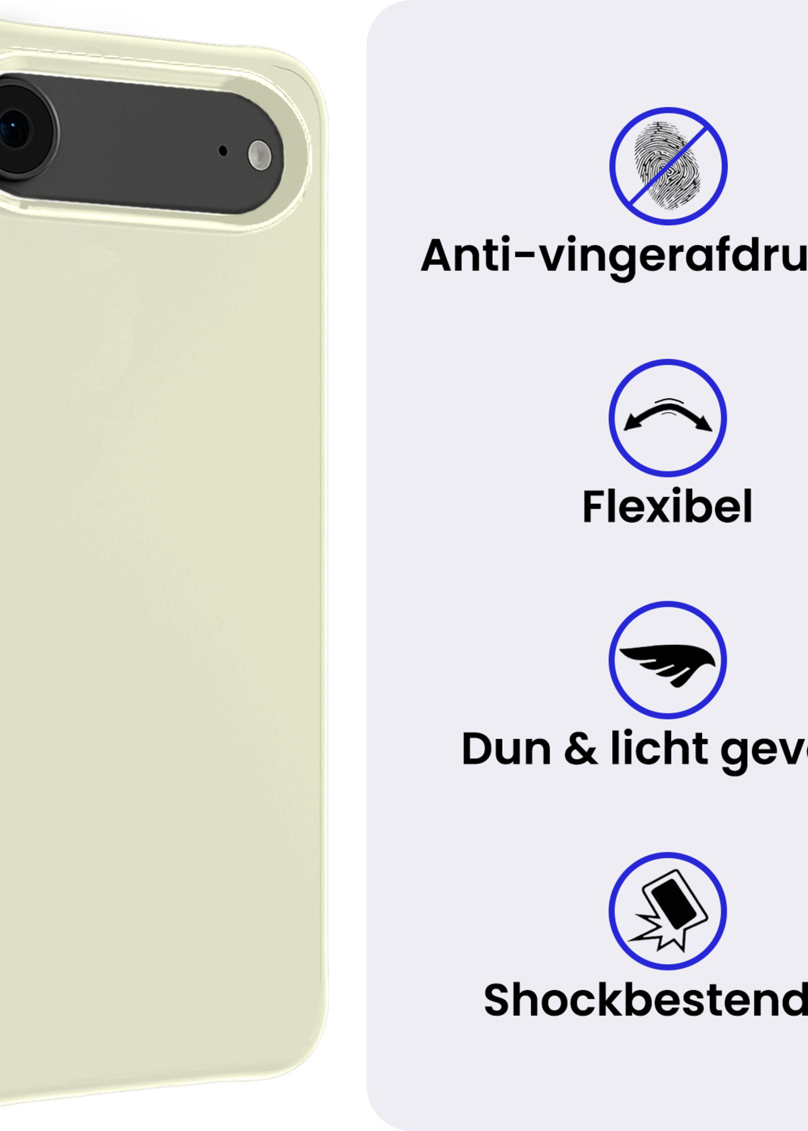 BTH BTH iPhone Air Hoesje Siliconen Met Screenprotector Met Dichte Notch - Wit