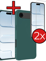 BTH BTH iPhone Air Hoesje Siliconen Met 2x Screenprotector Met Dichte Notch - Donkergroen