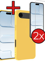 BTH BTH iPhone Air Hoesje Siliconen Met 2x Screenprotector Met Dichte Notch - Geel