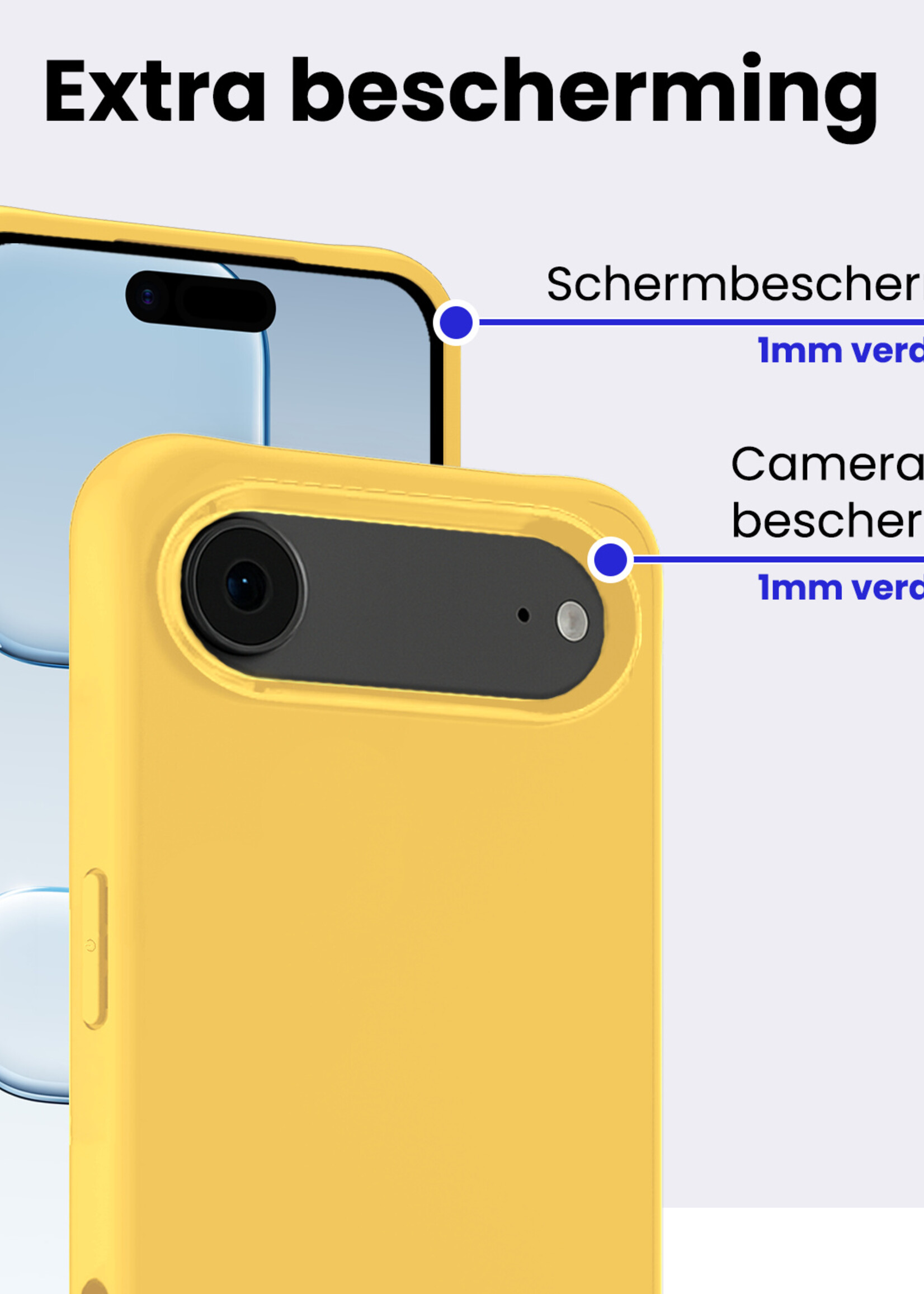 BTH BTH iPhone Air Hoesje Siliconen Met 2x Screenprotector Met Dichte Notch - Geel