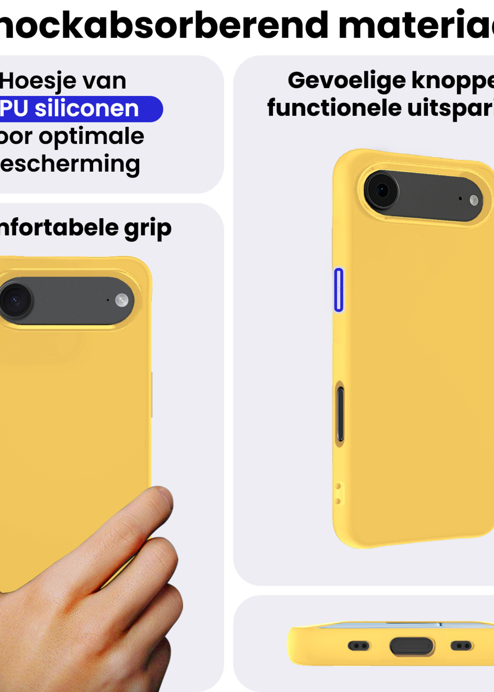 BTH BTH iPhone Air Hoesje Siliconen Met 2x Screenprotector Met Dichte Notch - Geel