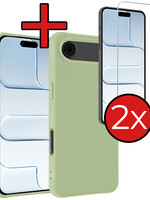 BTH BTH iPhone Air Hoesje Siliconen Met 2x Screenprotector Met Dichte Notch - Groen