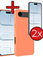 BTH BTH iPhone Air Hoesje Siliconen Met 2x Screenprotector Met Dichte Notch - Perzik