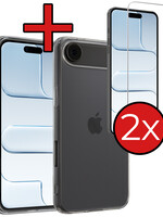 BTH BTH iPhone Air Hoesje Siliconen Met 2x Screenprotector Met Dichte Notch - Transparant