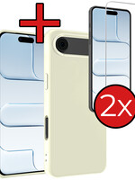 BTH BTH iPhone Air Hoesje Siliconen Met 2x Screenprotector Met Dichte Notch - Wit
