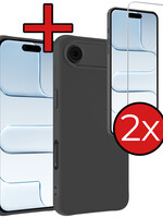 BTH BTH iPhone Air Hoesje Siliconen Met 2x Screenprotector Met Dichte Notch - Zwart