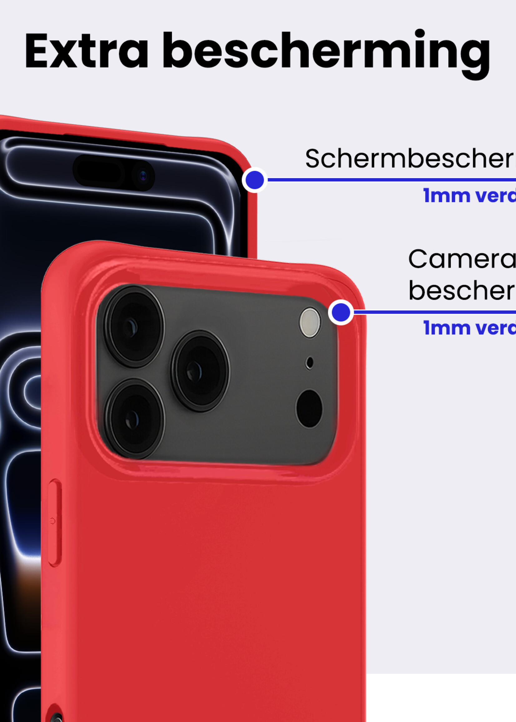 BTH BTH iPhone 17 Pro Hoesje Siliconen - Rood