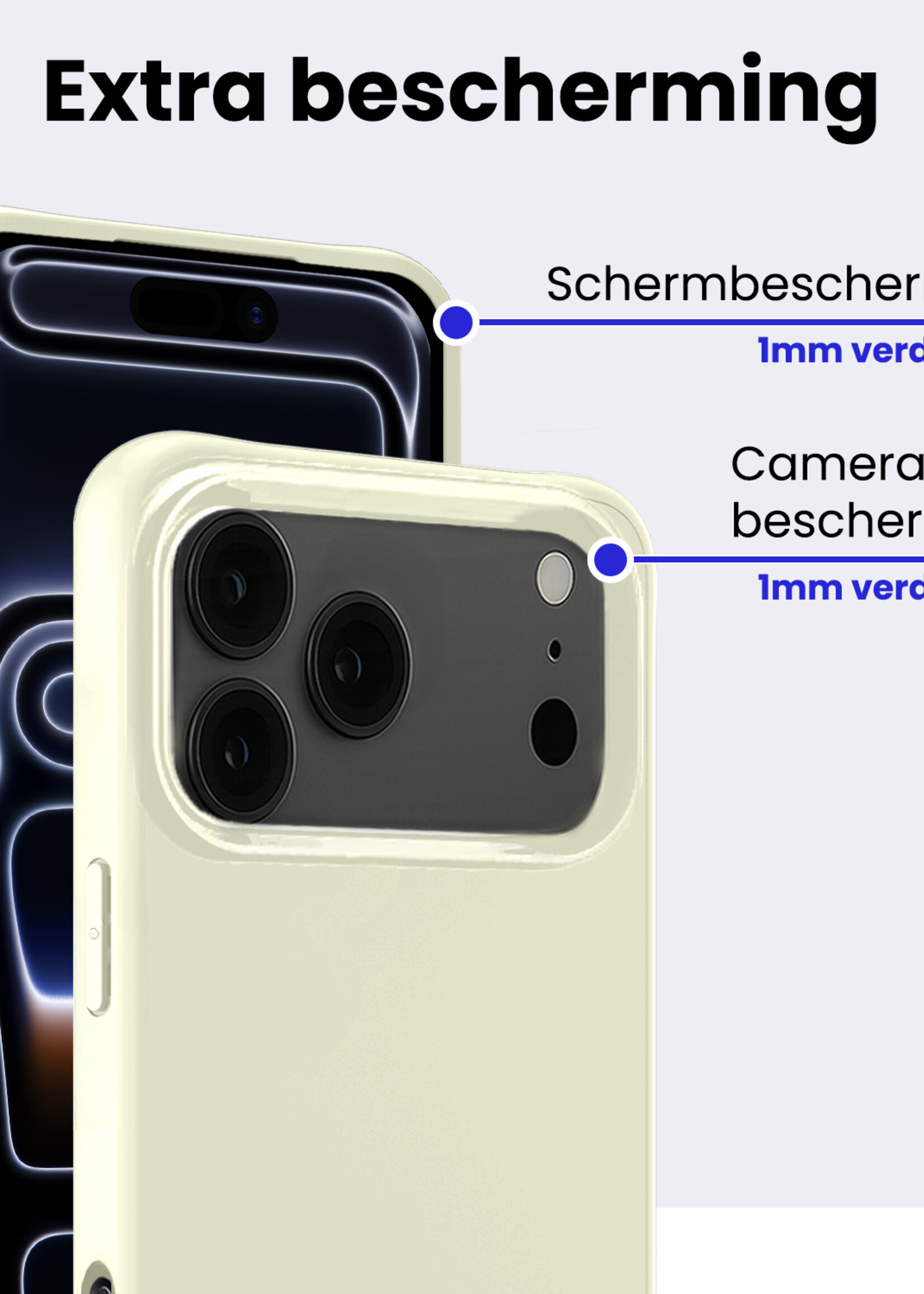 BTH BTH iPhone 17 Pro Hoesje Siliconen - Wit