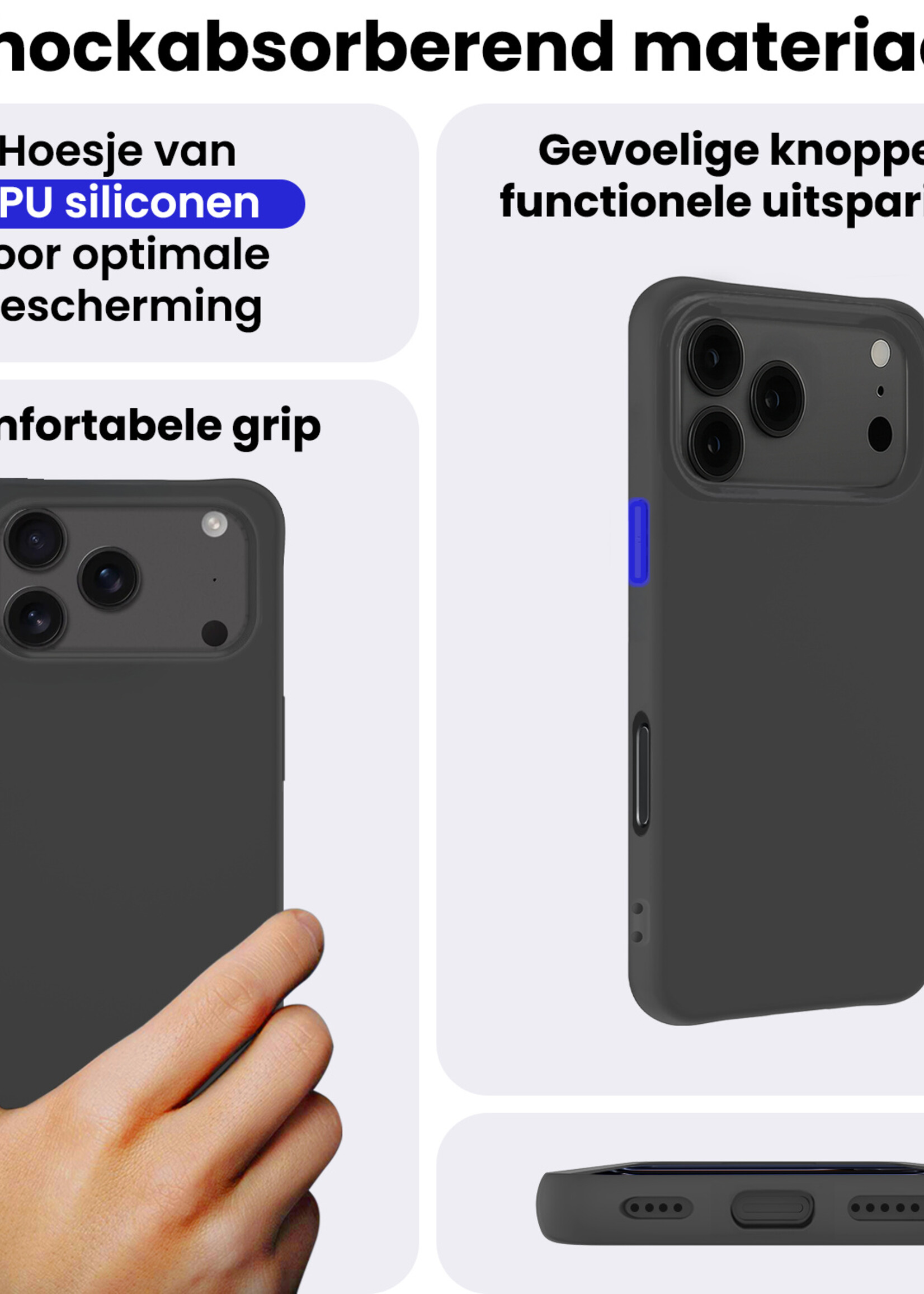 BTH BTH iPhone 17 Pro Hoesje Siliconen - Zwart