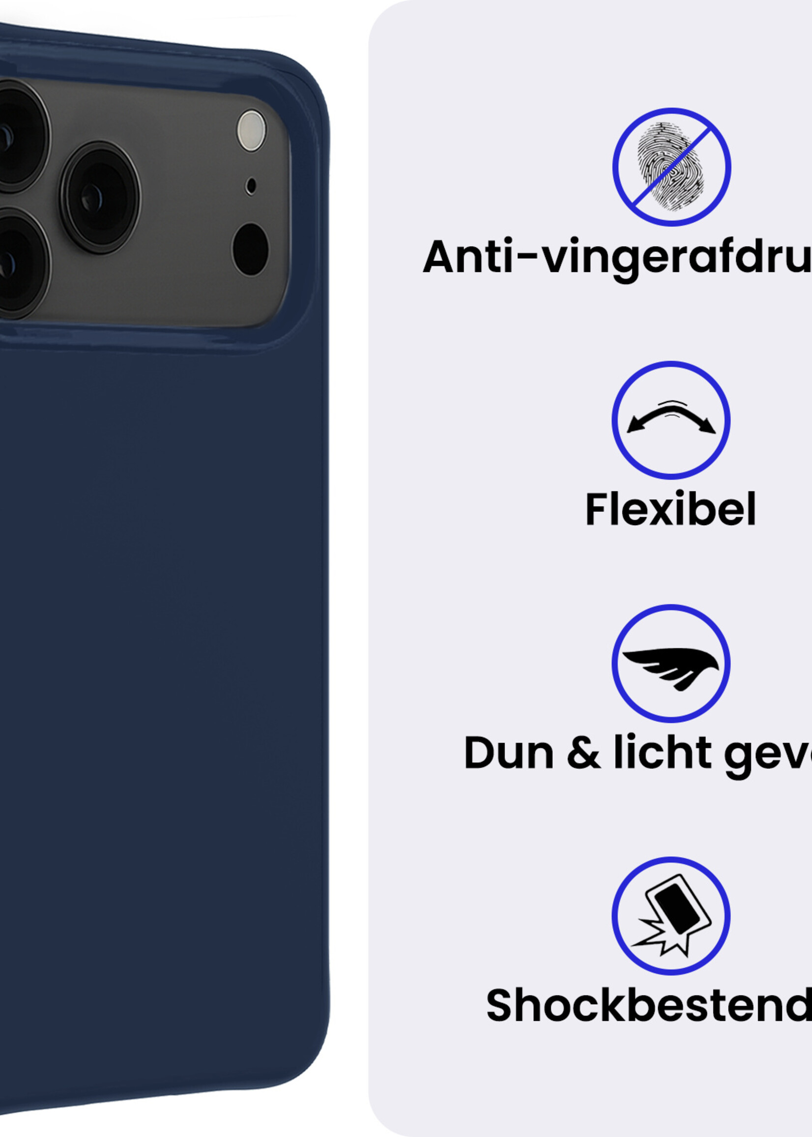 BTH BTH iPhone 17 Pro Hoesje Siliconen - Donkerblauw - 2 PACK