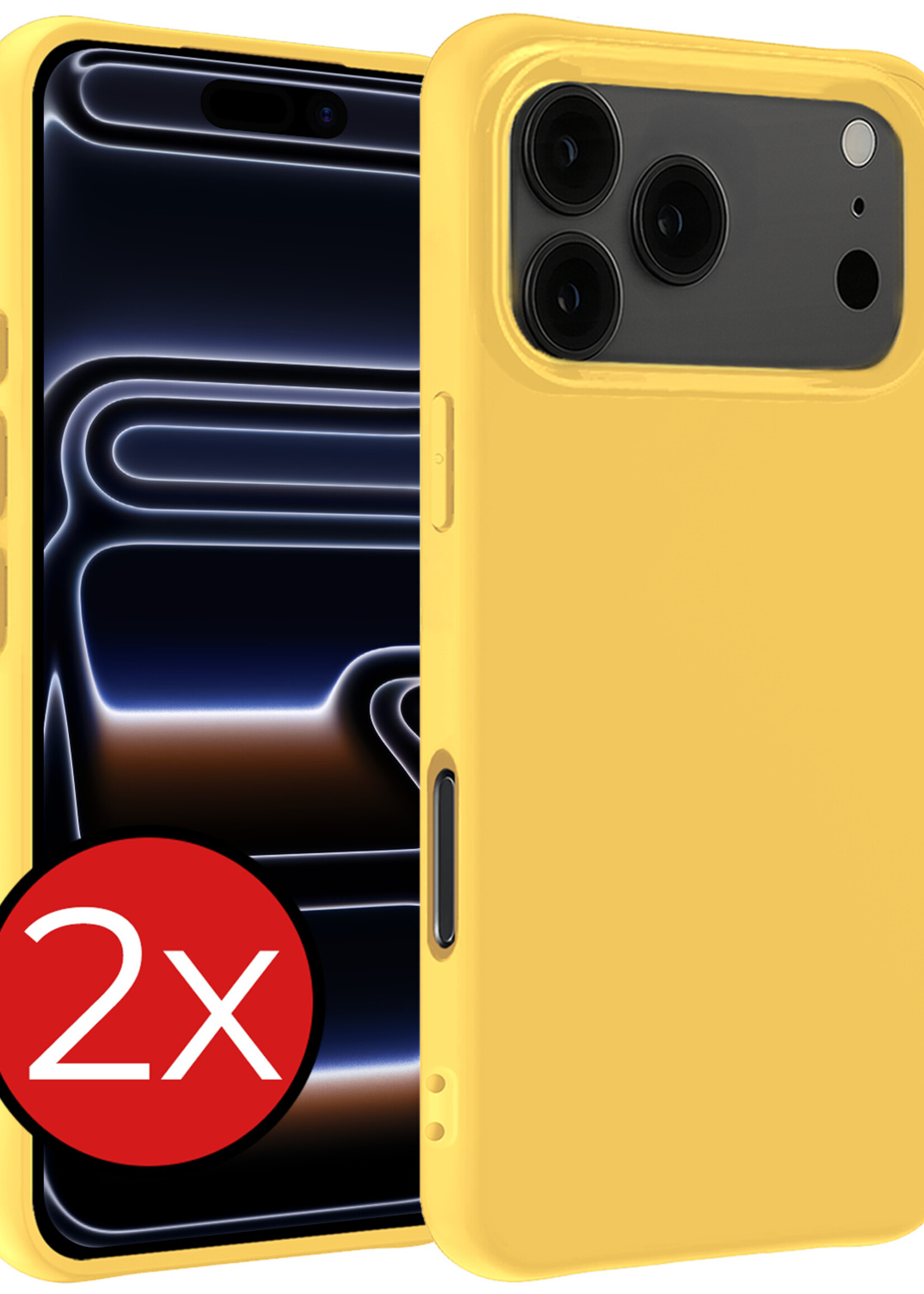 BTH BTH iPhone 17 Pro Hoesje Siliconen - Geel - 2 PACK