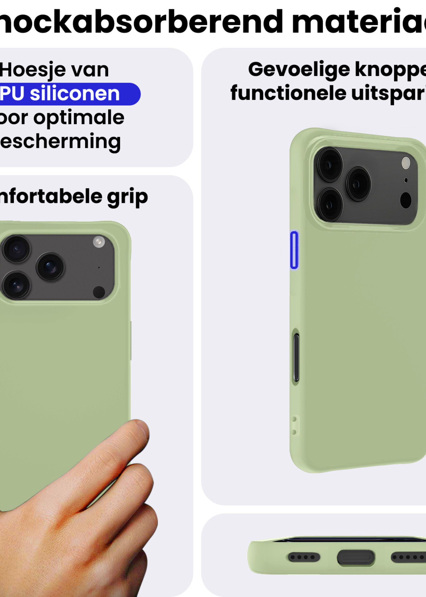 BTH BTH iPhone 17 Pro Hoesje Siliconen - Groen - 2 PACK