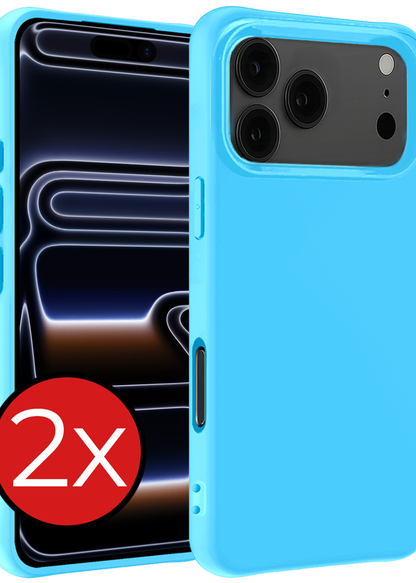 BTH BTH iPhone 17 Pro Hoesje Siliconen - Lichtblauw - 2 PACK