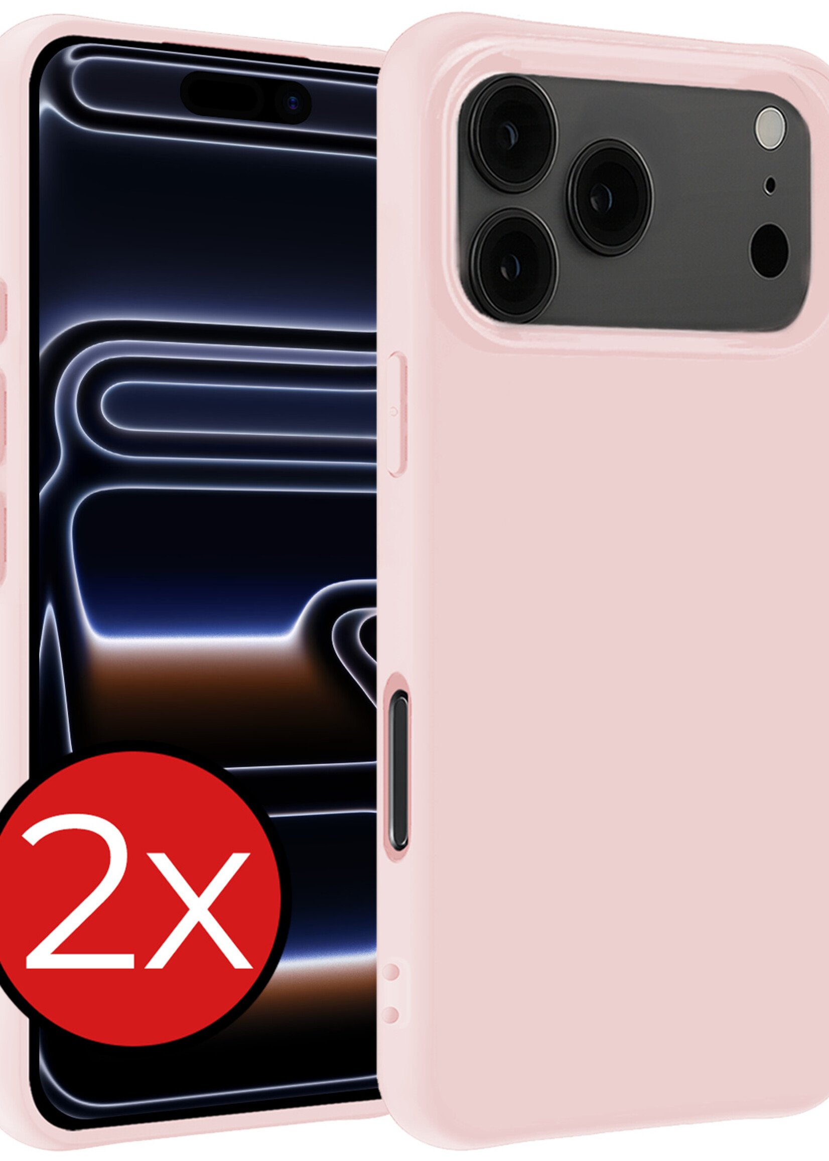 BTH BTH iPhone 17 Pro Hoesje Siliconen - Lichtroze - 2 PACK