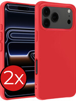 BTH BTH iPhone 17 Pro Hoesje Siliconen - Rood - 2 PACK