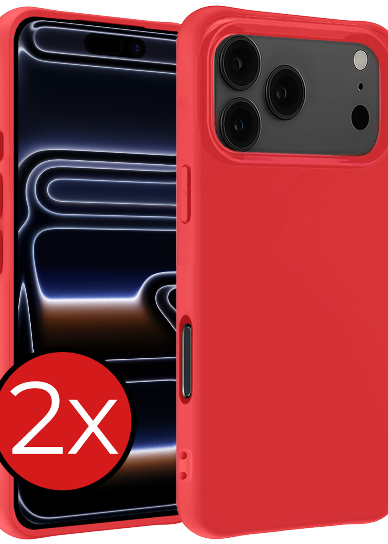 BTH BTH iPhone 17 Pro Hoesje Siliconen - Rood - 2 PACK