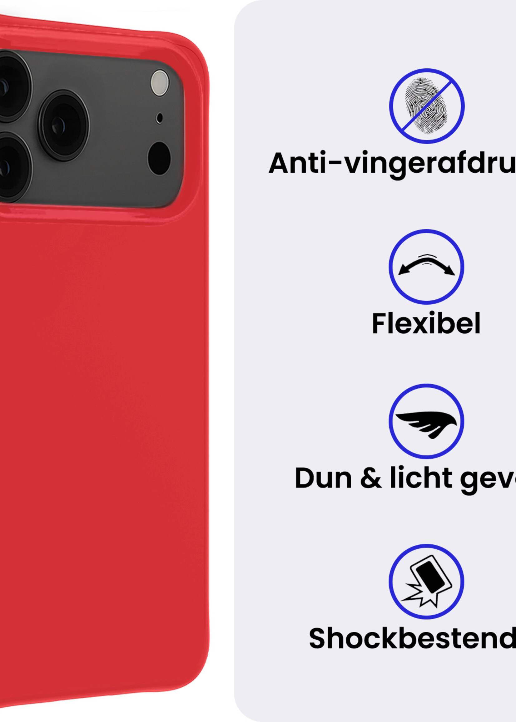 BTH BTH iPhone 17 Pro Hoesje Siliconen - Rood - 2 PACK