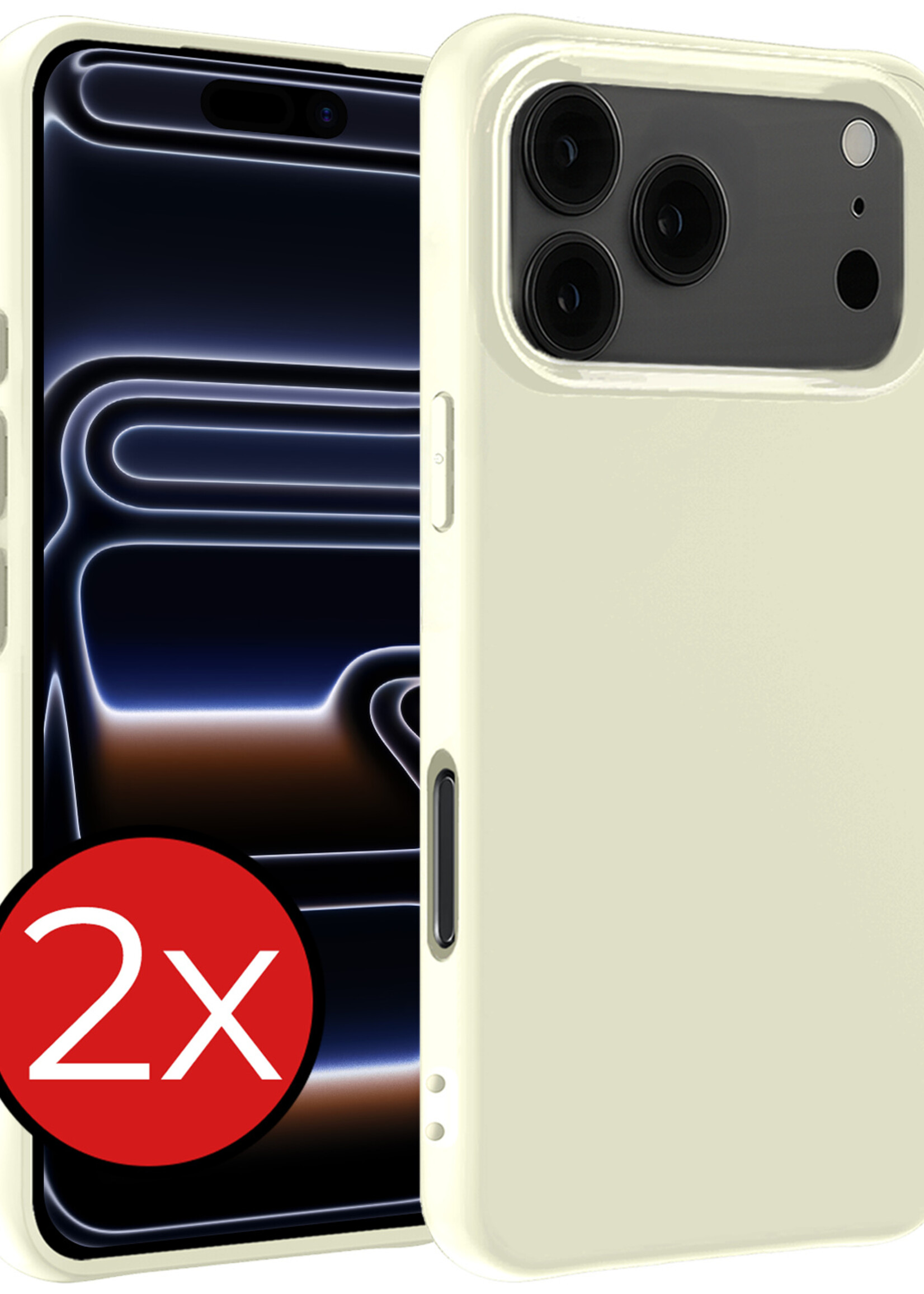 BTH BTH iPhone 17 Pro Hoesje Siliconen - Wit - 2 PACK