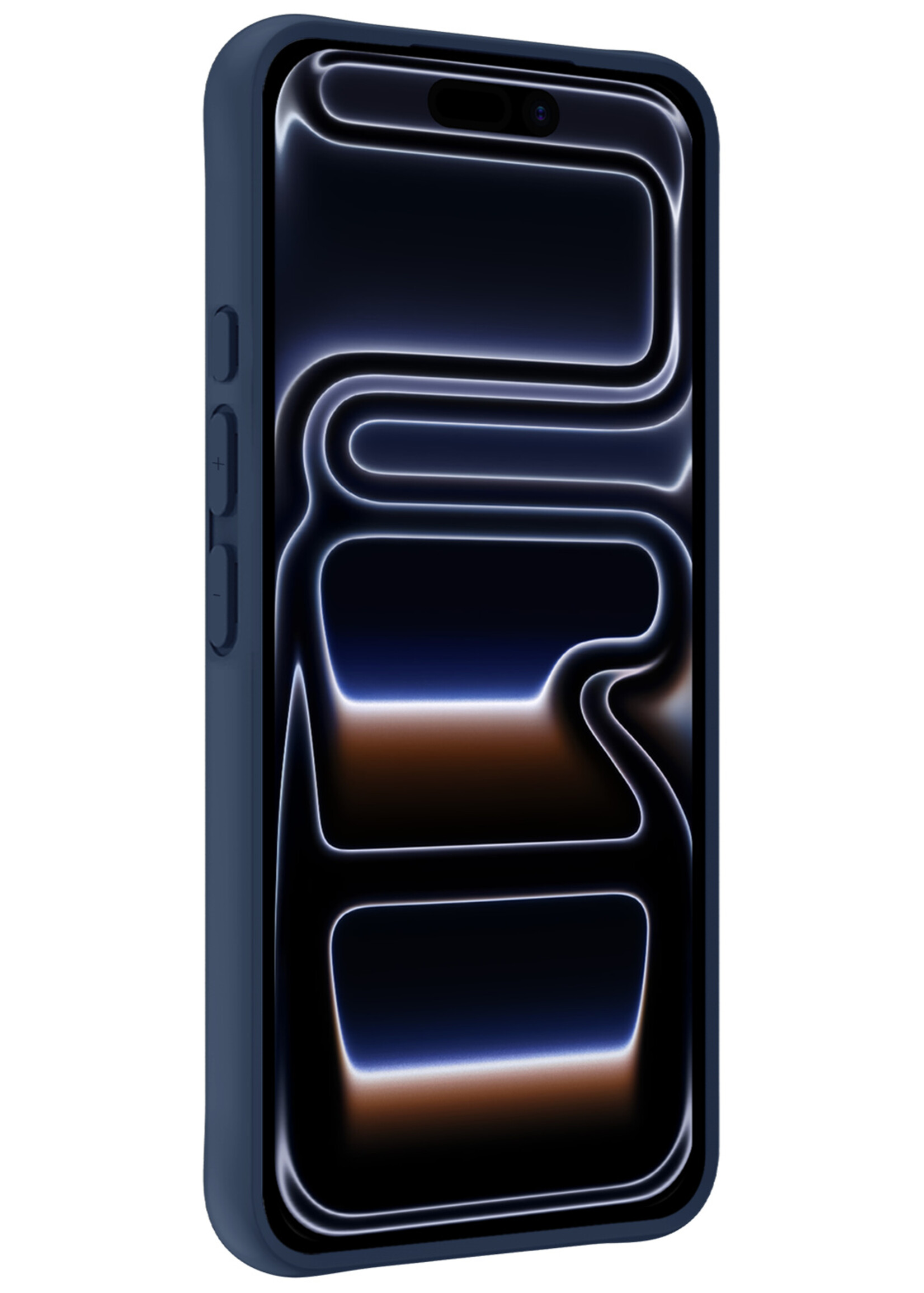 BTH BTH iPhone 17 Pro Hoesje Siliconen Met Screenprotector Met Dichte Notch - Donkerblauw