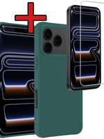 BTH BTH iPhone 17 Pro Hoesje Siliconen Met Screenprotector Met Dichte Notch - Donkergroen