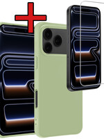 BTH BTH iPhone 17 Pro Hoesje Siliconen Met Screenprotector Met Dichte Notch - Groen