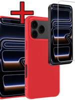 BTH BTH iPhone 17 Pro Hoesje Siliconen Met Screenprotector Met Dichte Notch - Rood