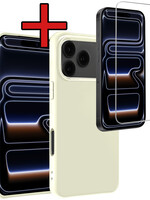 BTH BTH iPhone 17 Pro Hoesje Siliconen Met Screenprotector Met Dichte Notch - Wit